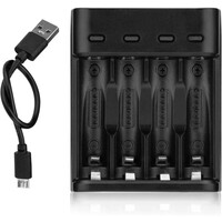 Zazitec oplaadbare batterijlader voor AA en AAA batterijen met AC 110–220V 50/60Hz input en 2.83V 500mA output compacte universele acculader voor thuisgebruik