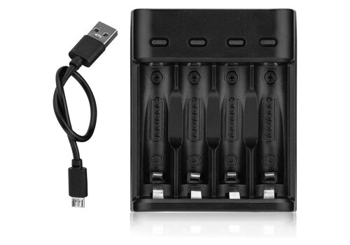 Zazitec oplaadbare batterijlader AA/AAA snellader met netsnoer 110–220V 