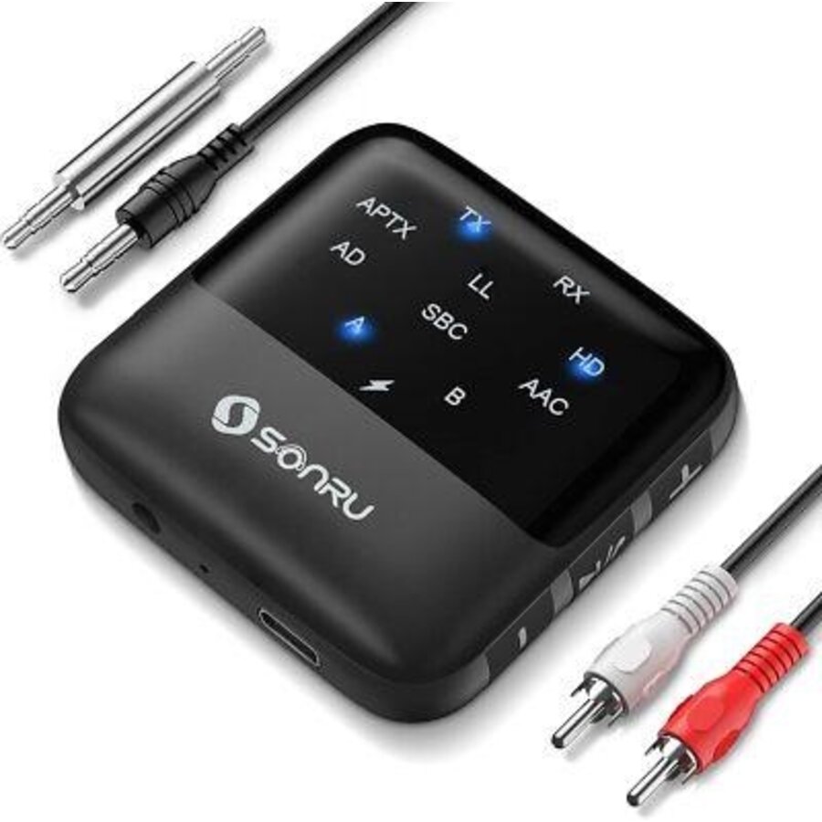 Sonru SPDIF wireless audio receiver en transmitter 2-in-1 Bluetooth audio adapter met optische TOSLINK (SPDIF) en AUX ondersteuning voor draadloze overdracht tussen TV, soundbar en home audio systemen-1