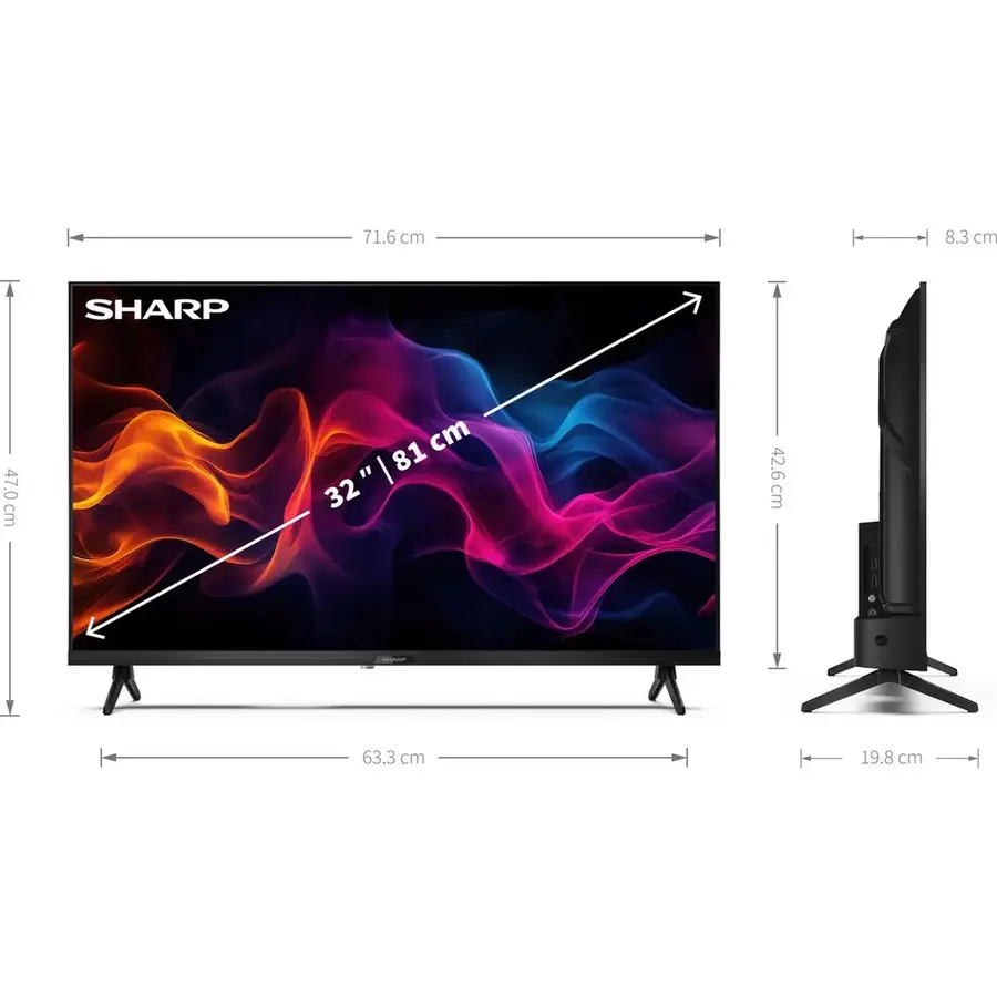 Sharp 32GF3265E 32 inch Full HD QLED Google TV met Quantum Dot kleurtechnologie, HDR10, Google Assistant, Chromecast, Bluetooth en smart streaming apps-4