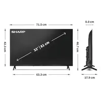 thumb-Sharp 32HF2265EW 32 inch HD Ready LED Google TV met HDR10, Chromecast, Google Assistant, Bluetooth en ingebouwde streaming apps voor compact smart entertainment-6
