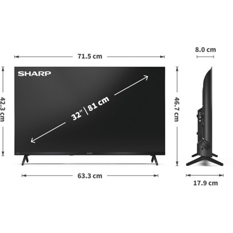 Sharp 32HF3265E 32 inch Full HD LED Google TV met HDR10, Chromecast, Google Assistant, Bluetooth en ingebouwde streaming apps voor compact smart entertainment-8