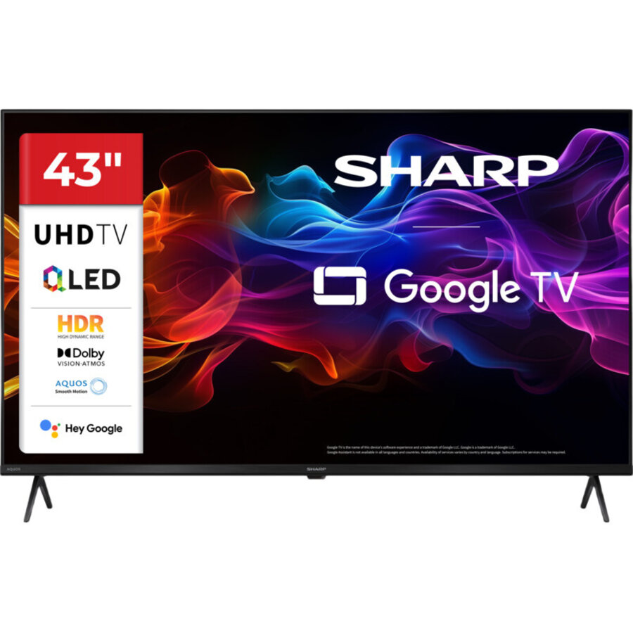Sharp 43HP5465 43 inch 4K Ultra HD QLED Google TV met Quantum Dot kleurtechnologie, Dolby Vision, Dolby Atmos, HDMI 2.1, Chromecast en Google Assistant voor premium smart entertainment-1