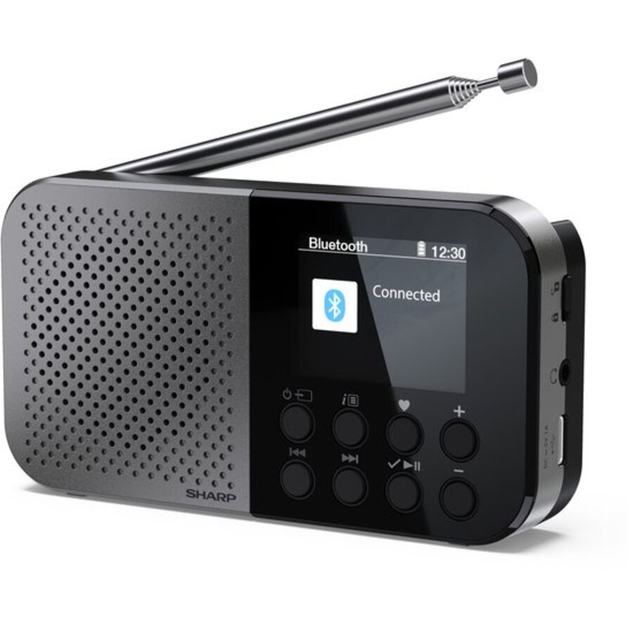 Sharp DR-P520(GY) Osaka Storm Grey DAB+ en FM Radio met Bluetooth, draagbaar ontwerp, ingebouwde accu, USB-C opladen en helder LCD-display voor thuis en onderweg-5