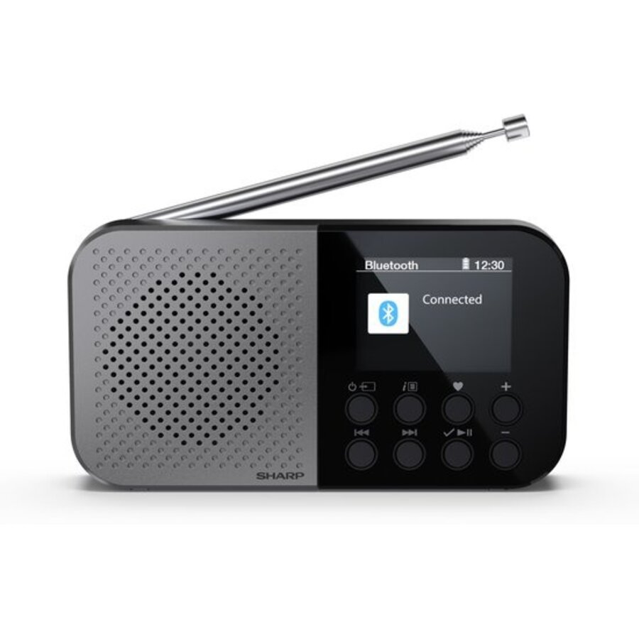 Sharp DR-P520(GY) Osaka Storm Grey DAB+ en FM Radio met Bluetooth, draagbaar ontwerp, ingebouwde accu, USB-C opladen en helder LCD-display voor thuis en onderweg-8