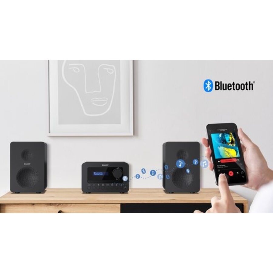 Sharp XL-B520 Micro geluidssysteem met DAB+, FM-radio, CD-speler, Bluetooth, USB en 40W stereo speakers in houten behuizing voor compact all-in-one thuisgebruik-6