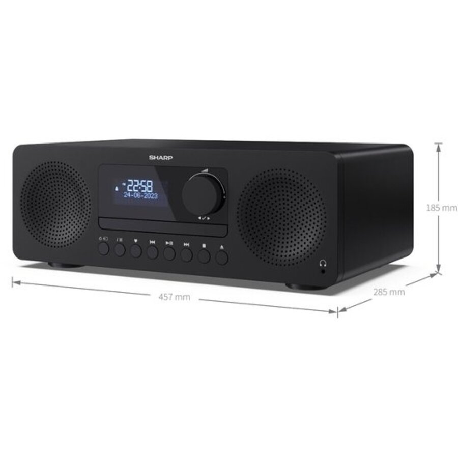 Sharp XL-B720D (BK) Tokyo all-in-one HiFi systeem met DAB+/FM radio, CD-speler, Bluetooth 5.0, USB MP3, houten speakers en 40 voorkeurszenders-6