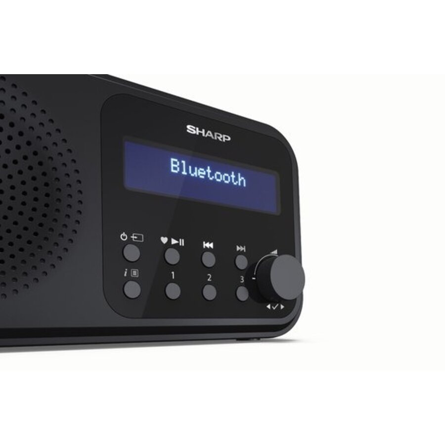 Sharp DR-P420(BK) Tokyo draagbare DAB+/FM radio met Bluetooth, LCD-display, 20 voorkeuzezenders, alarmfunctie en USB/batterij voeding in zwarte uitvoering-4