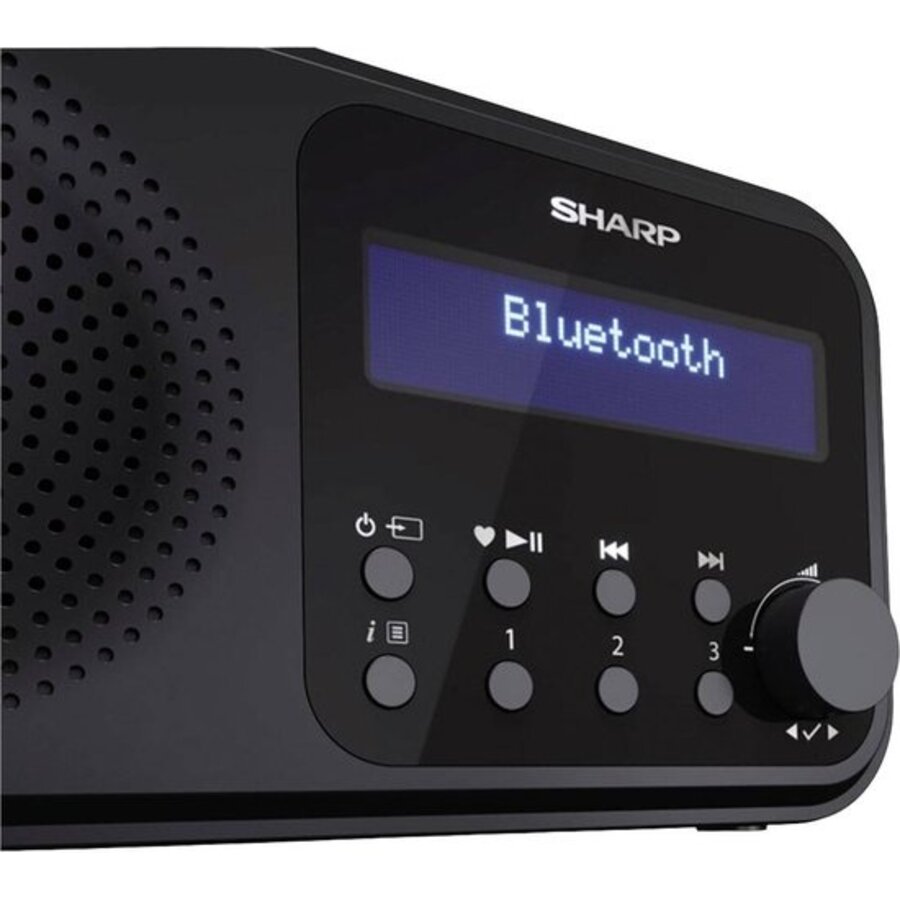 Sharp DR-P420(BK) Tokyo draagbare DAB+/FM radio met Bluetooth, LCD-display, 20 voorkeuzezenders, alarmfunctie en USB/batterij voeding in zwarte uitvoering-5