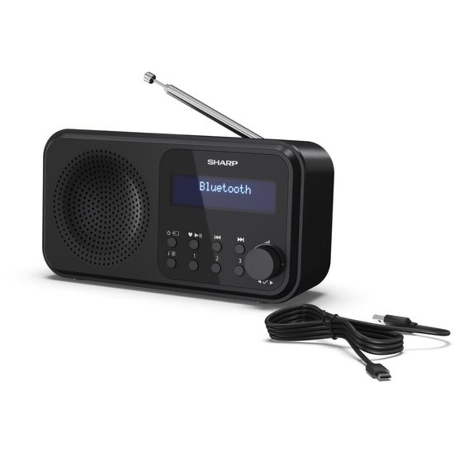 Sharp DR-P420(BK) Tokyo draagbare DAB+/FM radio met Bluetooth, LCD-display, 20 voorkeuzezenders, alarmfunctie en USB/batterij voeding in zwarte uitvoering-8