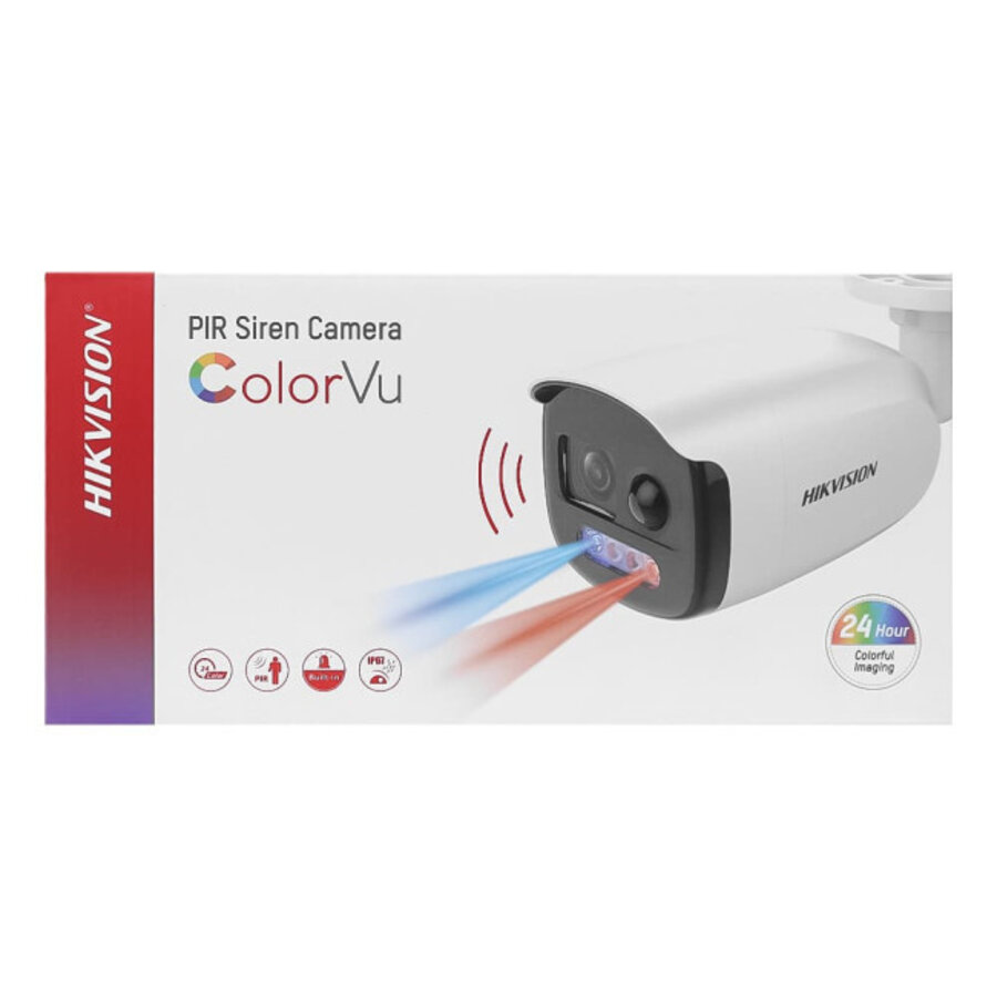 Hikvision DS-2CE12DFT-PIRXOF28 2MP ColorVu PIR Siren Fixed Bullet Camera Full-Time Color 40m White Light 130dB WDR IP67 4-in-1 TVI AHD CVI CVBS-3