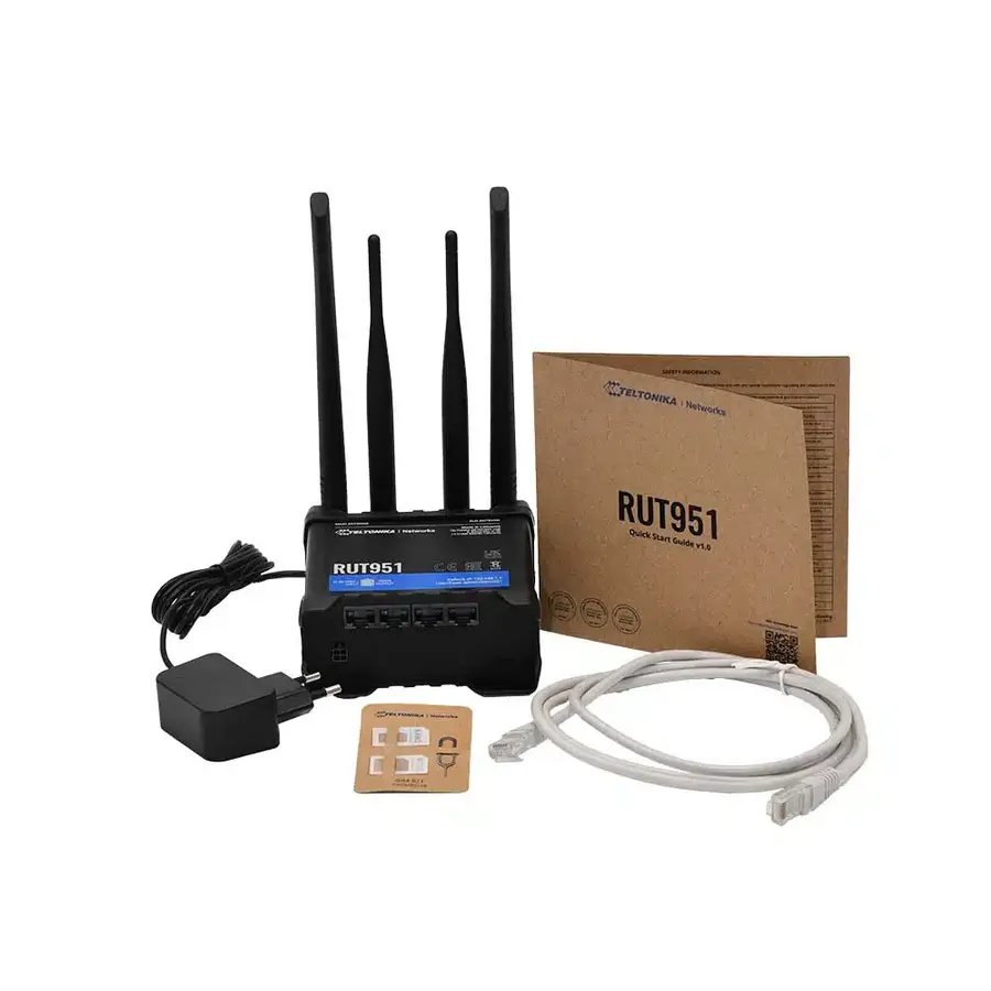 Teltonika RUT951000000 Industriële 4G LTE Router met Dual SIM Failover, WiFi 2.4GHz, 3x LAN + 1x WAN, VPN Ondersteuning, DIN-rail Montage en Remote Management voor IoT en Netwerktoepassingen-4