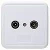 Bandridge Bandridge TV/Radio Wandcontactdoos Coax IEC inbouw muurcontactdoos voor televisie en radio aansluiting 75 Ohm antenne aansluiting met dubbele uitgang voor stabiele signaalverdeling in huisinstallaties
