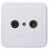 Bandridge TV/Radio Wandcontactdoos Coax IEC inbouw muurcontactdoos voor televisie en radio aansluiting 75 Ohm antenne aansluiting met dubbele uitgang voor stabiele signaalverdeling in huisinstallaties