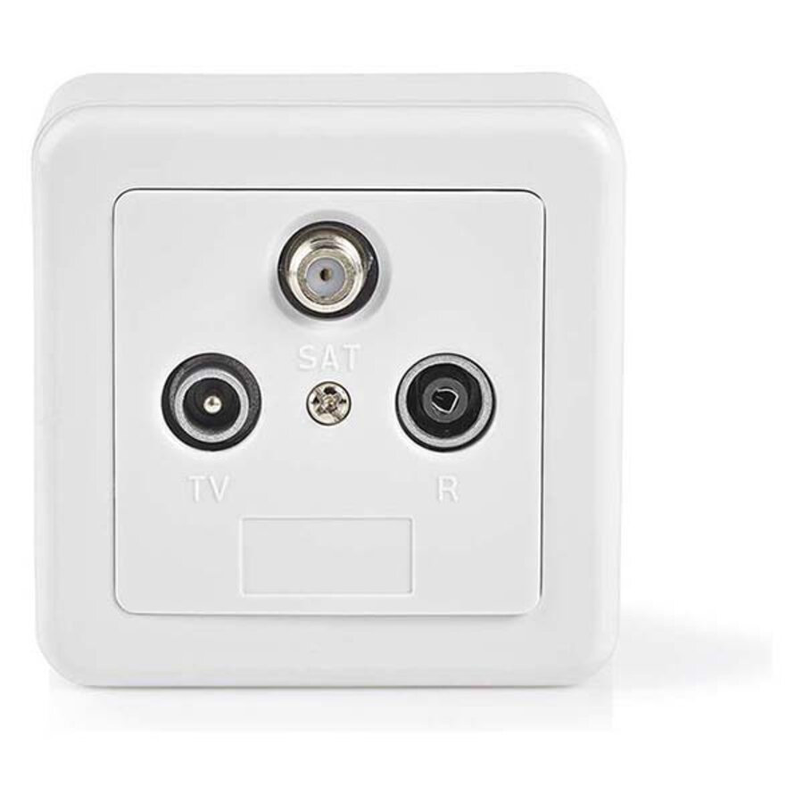 Bandridge TV/Radio/Satellite Wandcontactdoos Coax IEC/F-Type inbouw muurcontactdoos 75 Ohm antenne aansluiting voor televisie, radio en satellietsignaal met 3-voudige uitgang voor complete huisinstallaties-1