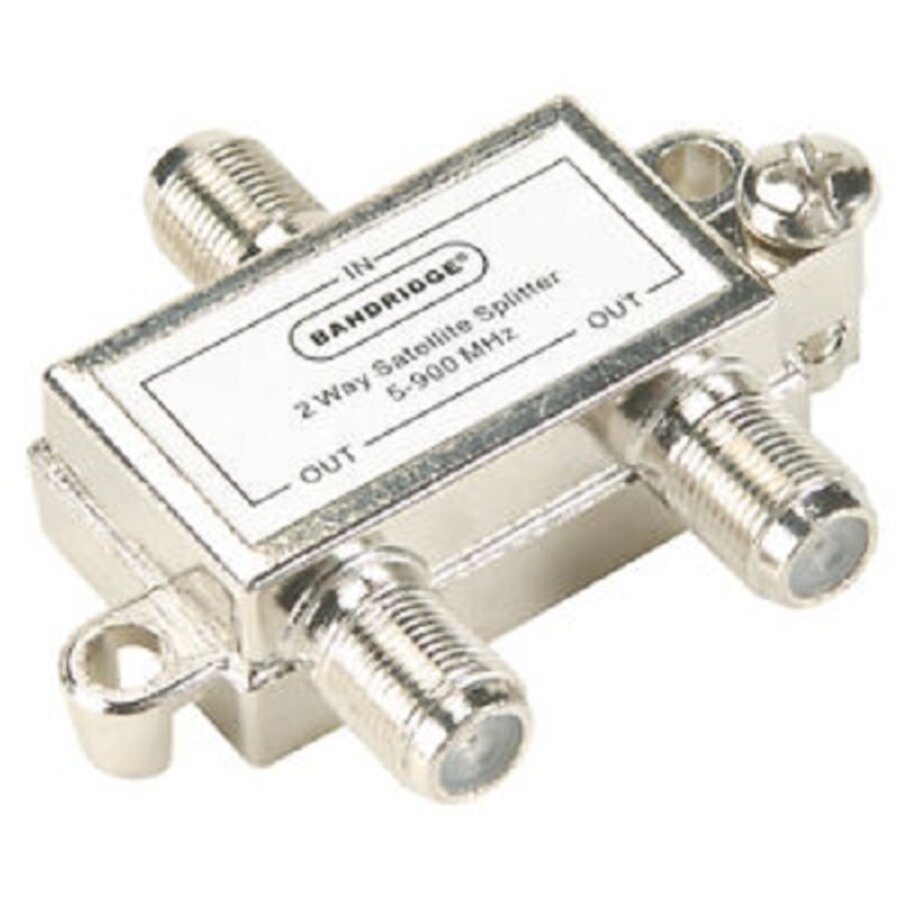 Bandridge 2-Way Satellite Splitter 5-2400 MHz Coax Satellietverdeler met 1 Ingang en 2 Uitgangen voor TV-, Satelliet- en Antennesignalen via F-Connector Aansluitingen-1
