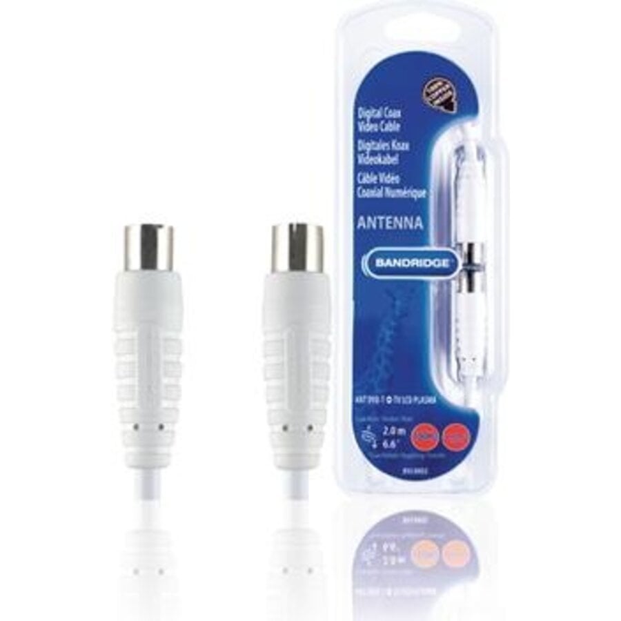Bandridge BVL8802 Digital Coax Video Cable 2 Meter met Coax Male naar Coax Female Aansluiting, 91 dB Afscherming, Dubbele Ferrietkern en Storingsvrije Signaaloverdracht voor TV, DVB-T/T2 Ontvangers en Settopboxen-1