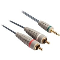 Bandridge 3.5mm Stereo Jack naar 2x RCA Phono Kabel 1.2 meter audio aansluitkabel voor het verbinden van koptelefoonuitgang, pc, laptop of telefoon met versterker, tv of hifi installatie