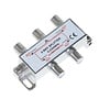 Bandridge Bandridge 4-Way Satellite Splitter met 1 Ingang en 4 Uitgangen, F-Connector Aansluitingen, 5-2400 MHz Frequentiebereik en Metalen Behuizing voor Satelliet- en Antenne-installaties