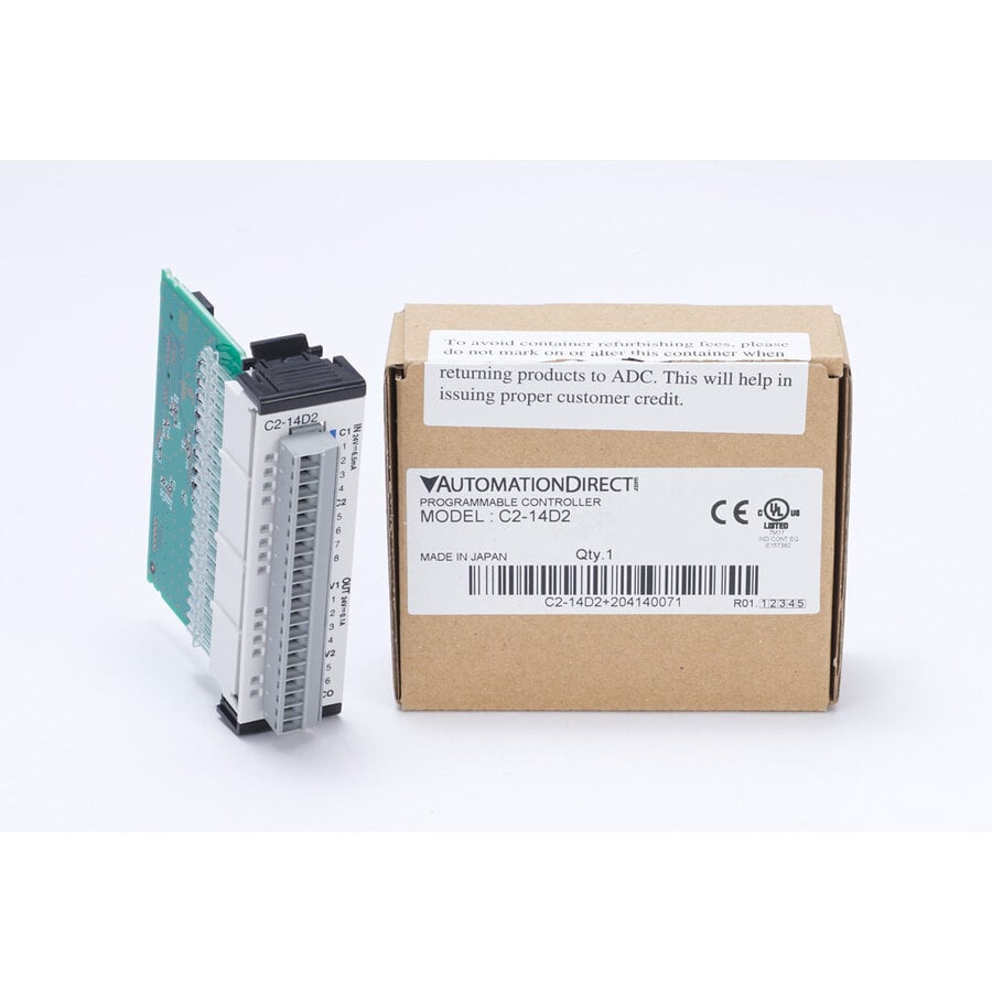 AutomationDirect CLICK PLUS PLC C2-14D2 Programmable Logic Controller Discrete Combo Module 8x 24VDC Inputs en 6x 24VDC Outputs voor industriële automatisering en machinebesturing met high-speed I/O functionaliteit-3