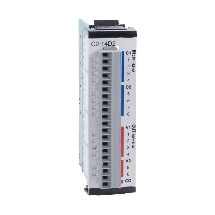 AutomationDirect CLICK PLUS PLC C2-14D2 Programmable Logic Controller Discrete Combo Module 8x 24VDC Inputs en 6x 24VDC Outputs voor industriële automatisering en machinebesturing met high-speed I/O functionaliteit-2