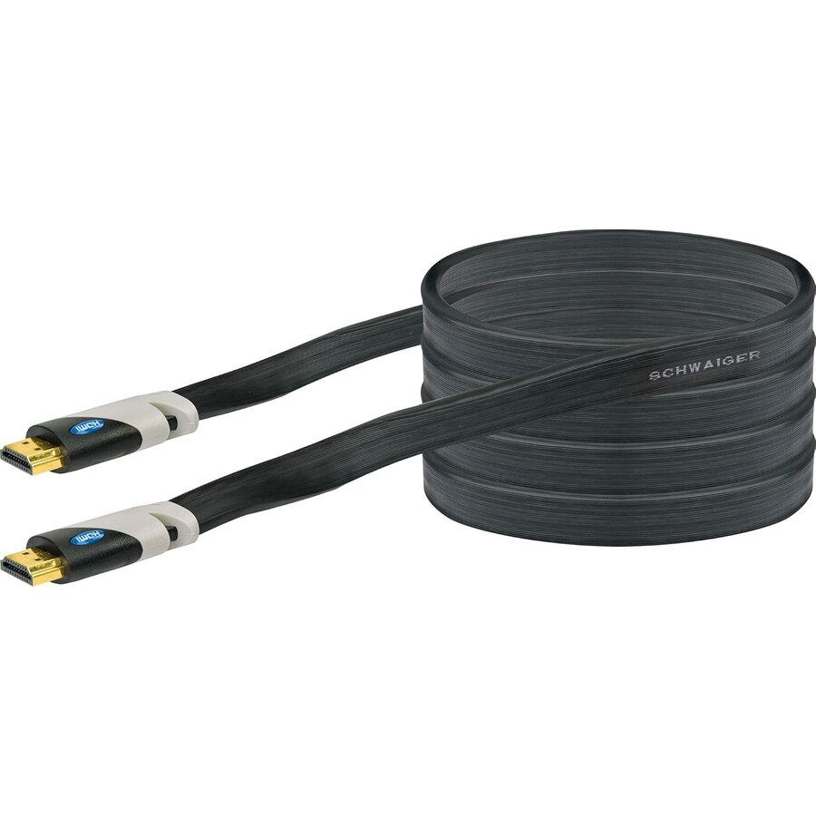 Schwaiger HDMIF30 031 HDMI Flat Cable 3 meter High Speed HDMI naar HDMI Type A kabel met Ethernet ondersteuning 4K Ultra HD vergulde connectoren voor TV, monitor, gameconsole en AV apparatuur-2