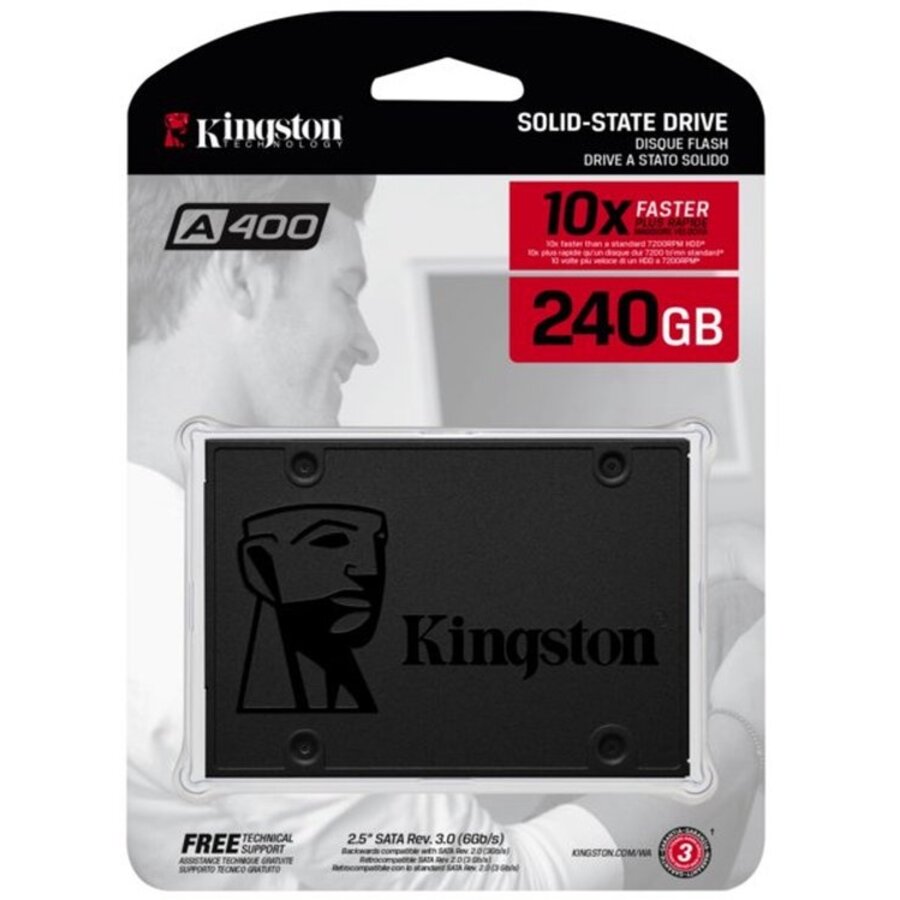 Kingston A400 240GB Interne SSD 2.5 Inch SATA III 6Gb/s met 3D TLC NAND Flash, Leessnelheid tot 500 MB/s, Schrijfsnelheid tot 350 MB/s voor Desktop en Laptop-3