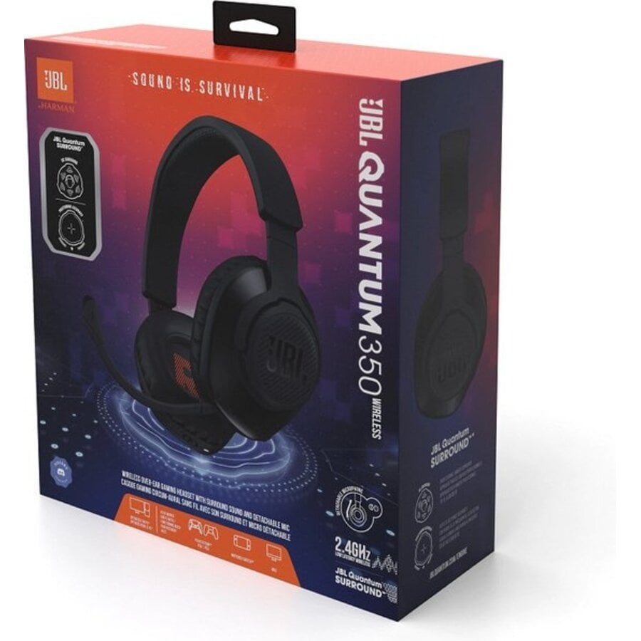 JBL Quantum 350 Wireless Gaming Headset met Lossless 2.4GHz Draadloze Verbinding, JBL QuantumSOUND Signature, Afneembare Boommicrofoon, 40mm Drivers, 22 Uur Batterijduur en Memory Foam Oorkussens voor PC, PlayStation en Nintendo Switch-5