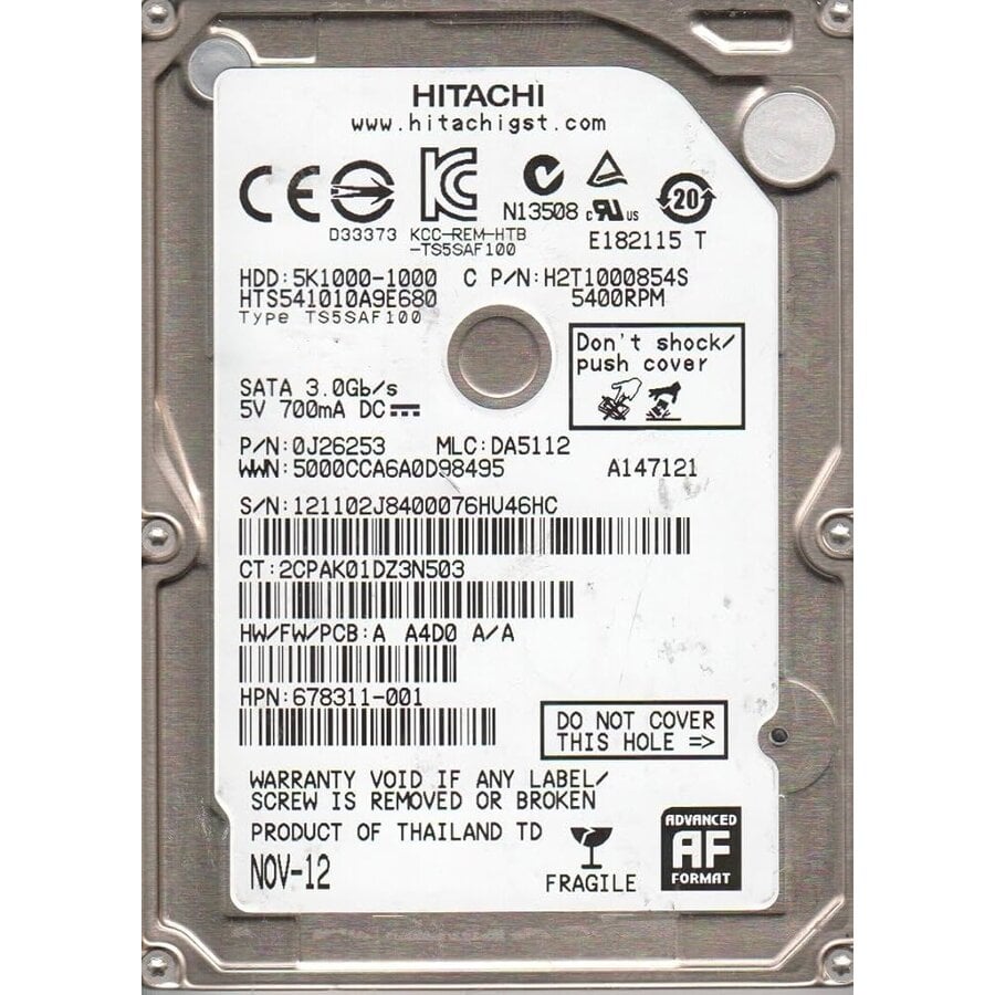 HGST Travelstar 5K1000 1TB 2.5 inch SATA III Interne Harde Schijf HTS541010A9E680 met 5400 RPM, 8MB Cache en Advanced Format voor Laptop en Desktop-1