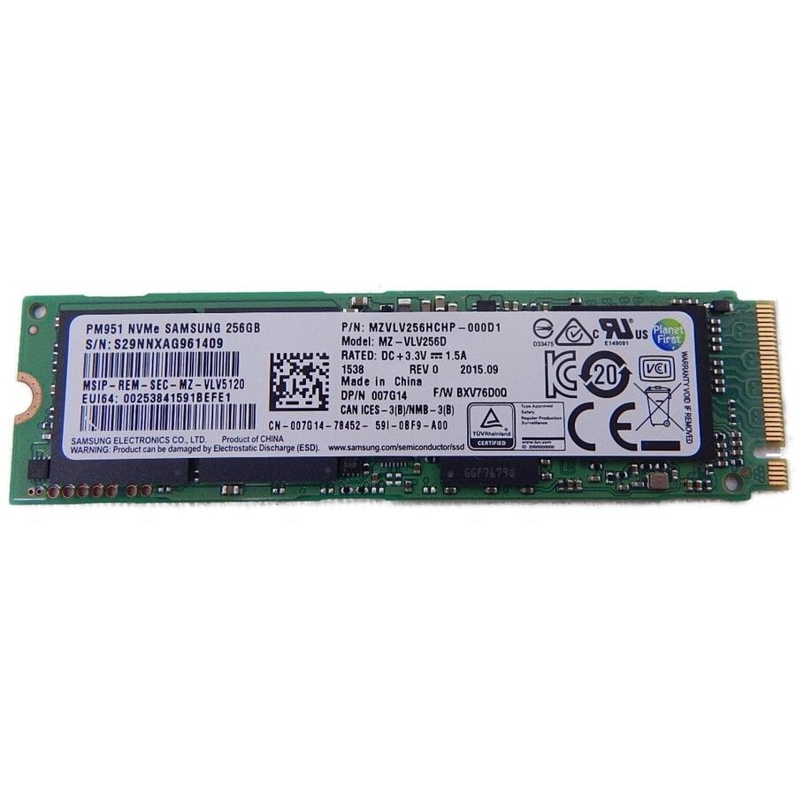 Samsung PM951 MZ-VLV2560 256GB NVMe SSD – M.2 2280 – PCIe 3.0 x4 – TLC NAND – interne SSD voor laptop en desktop-1