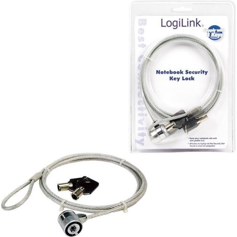 LogiLink NBS003 Notebook Security Lock – Kabelslot met Sleutel voor Laptop en PC-1