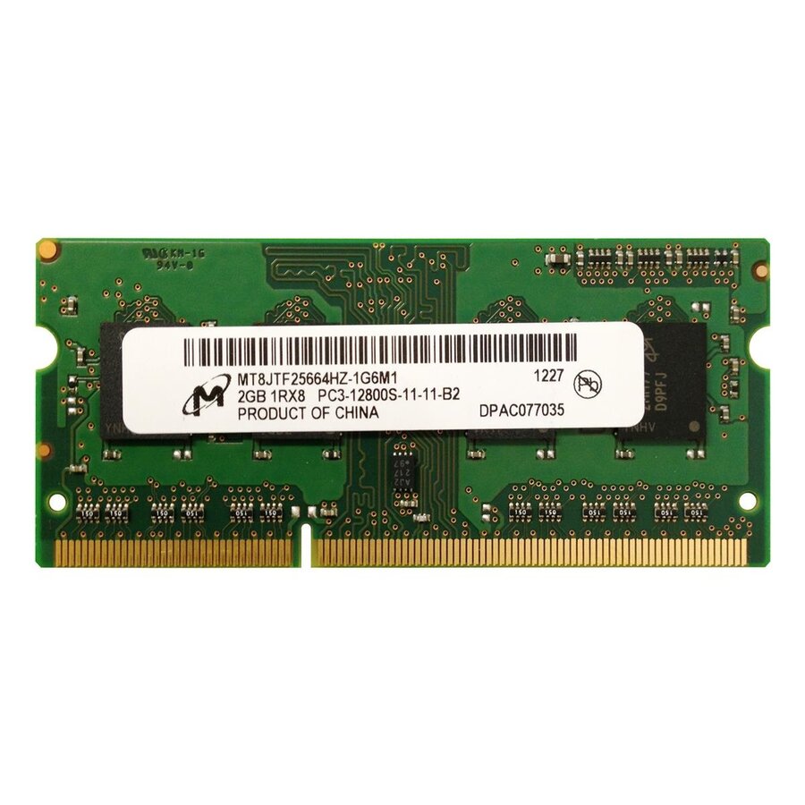 Micron MT8JTF25664HZ-1G6M1 – 2GB DDR3 SODIMM – 204-pin – 1600 MHz – 1.5V – 1Rx8-1