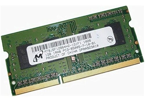 Micron MTBJSF12864HZ-1G1F1 – 1GB DDR3 SODIMM – 204-pin – 1066 MHz – PC3-8500S – 1.5V – 1Rx8 
