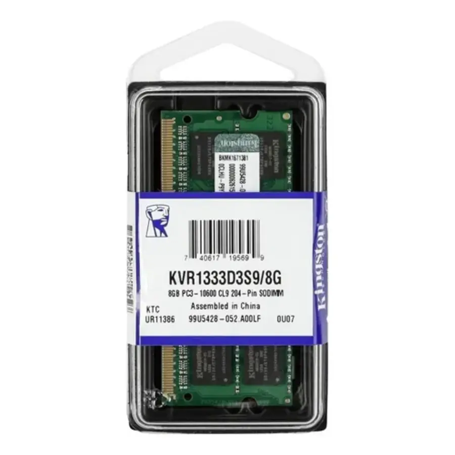 Kingston KVR1333D3S9/8G – 8GB DDR3 SODIMM – 204-pin – 1333 MHz – PC3-10600 – 1.5V – 2Rx8-1