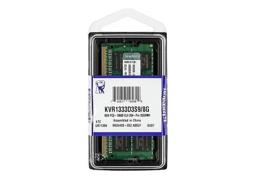 Kingston KVR1333D3S9/8G – 8GB DDR3 SODIMM – 204-pin – 1333 MHz – PC3-10600 – 1.5V – 2Rx8 