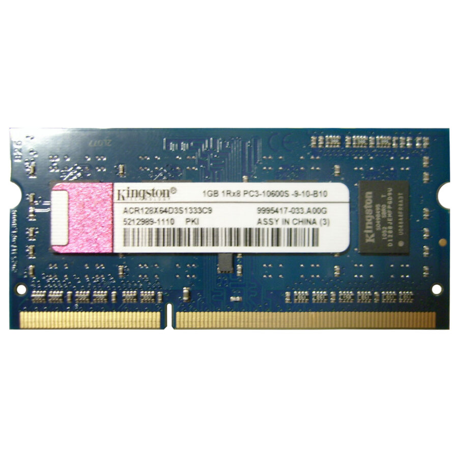 Kingston ACR128X64D3S1333C9 – 1GB DDR3 SODIMM – 204-pin – 1333 MHz – 1.5V – 1Rx8-1
