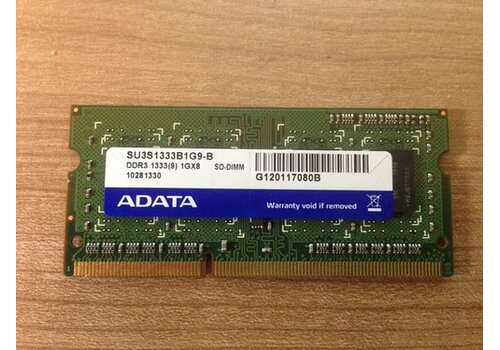 A-DATA SU3S1333B1G9-B – 1GB DDR3 SODIMM – 204-Pin – 1333 MHz – PC3-10600S – 1Rx8 