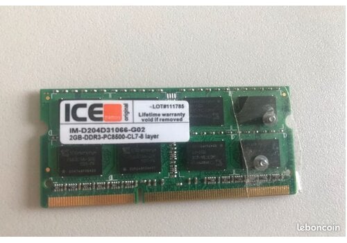 ICE IM-D204D31066-G02 – 2GB DDR3 SODIMM – 204-Pin – 1066 MHz – PC3-8500S 