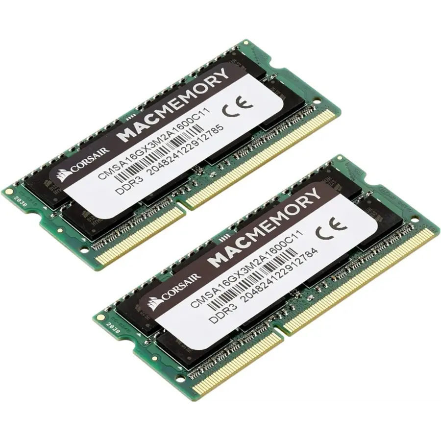 Corsair Mac Memory CMSA16GX3M2A1600C11 – 16GB DDR3L SODIMM Kit – 204-Pin – 1600 MHz – PC3-12800 – CL11-1