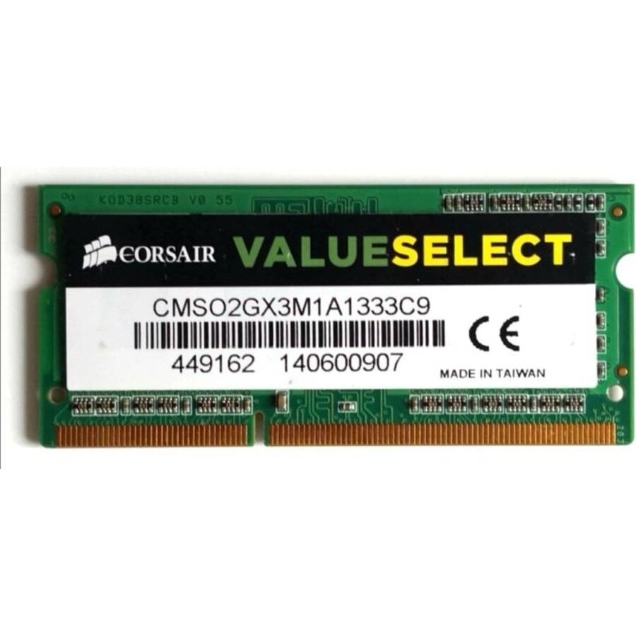 Corsair ValueSelect CMSO2GX3M1A1333C9 – 2GB DDR3 SODIMM – 204-Pin – 1333 MHz – PC3-10600 – CL9-1