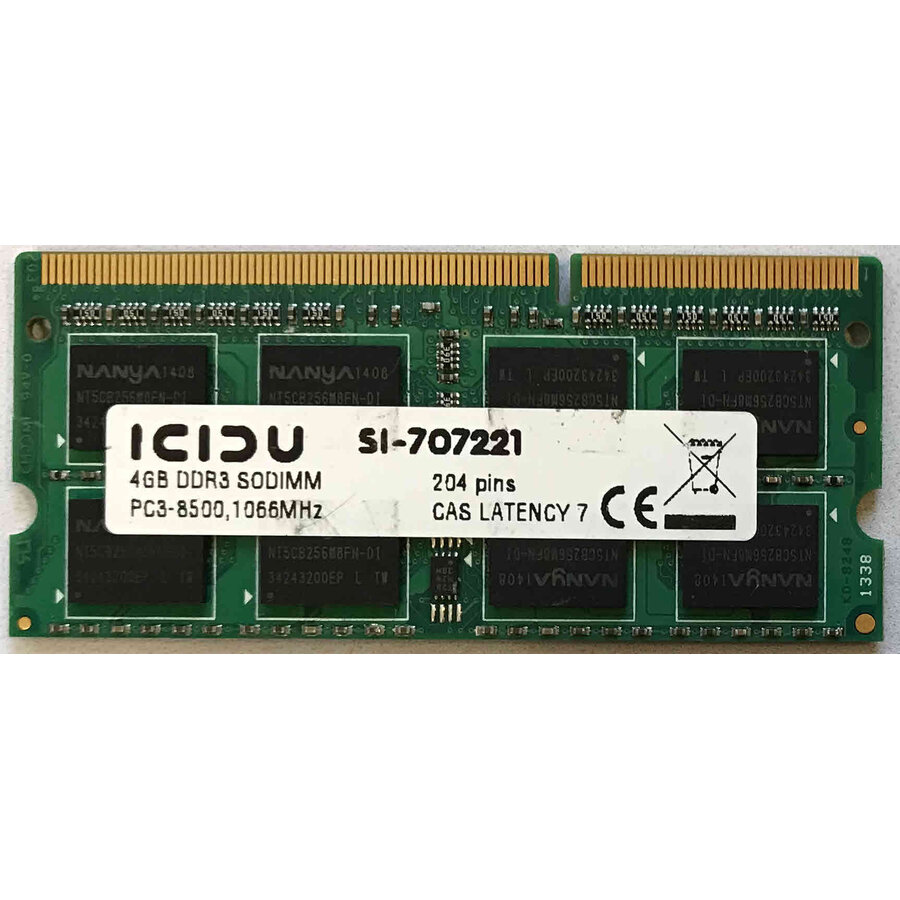 ICIDU SI-707221 – 4GB DDR3 SODIMM – 204-Pin – 1066 MHz – PC3-8500-1