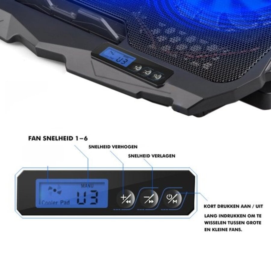 Greenure Laptop Koeler – Cooling Pad – Laptopstandaard – Verstelbaar – Tot 17 inch – 4 Ventilatoren-2