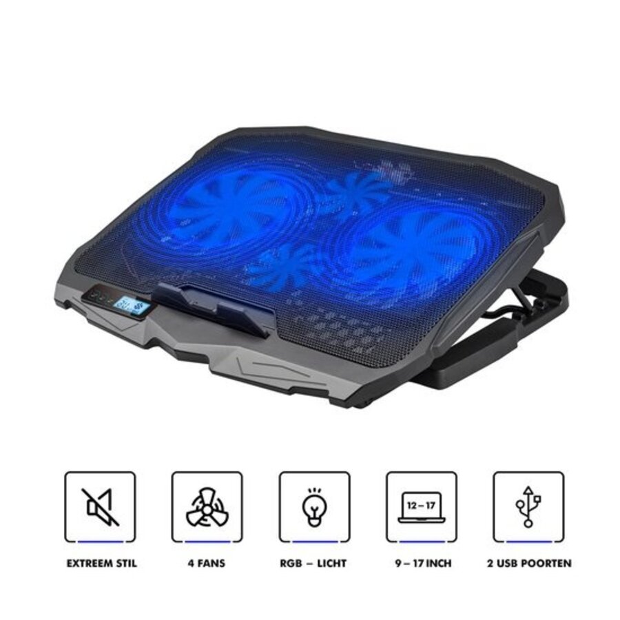 Greenure Laptop Koeler – Cooling Pad – Laptopstandaard – Verstelbaar – Tot 17 inch – 4 Ventilatoren-4