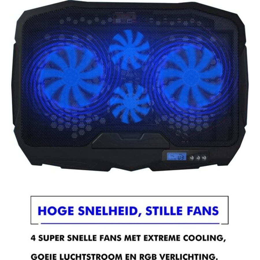 Greenure Laptop Koeler – Cooling Pad – Laptopstandaard – Verstelbaar – Tot 17 inch – 4 Ventilatoren-6