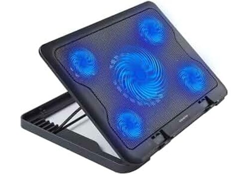 Greenure Laptop Cooler tot 17 inch – Cooling Pad – 5 Ventilatoren – 2 USB Poorten – Verstelbare Verhoging 