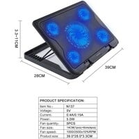 thumb-Greenure Laptop Cooler tot 17 inch – Cooling Pad – 5 Ventilatoren – 2 USB Poorten – Verstelbare Verhoging-8