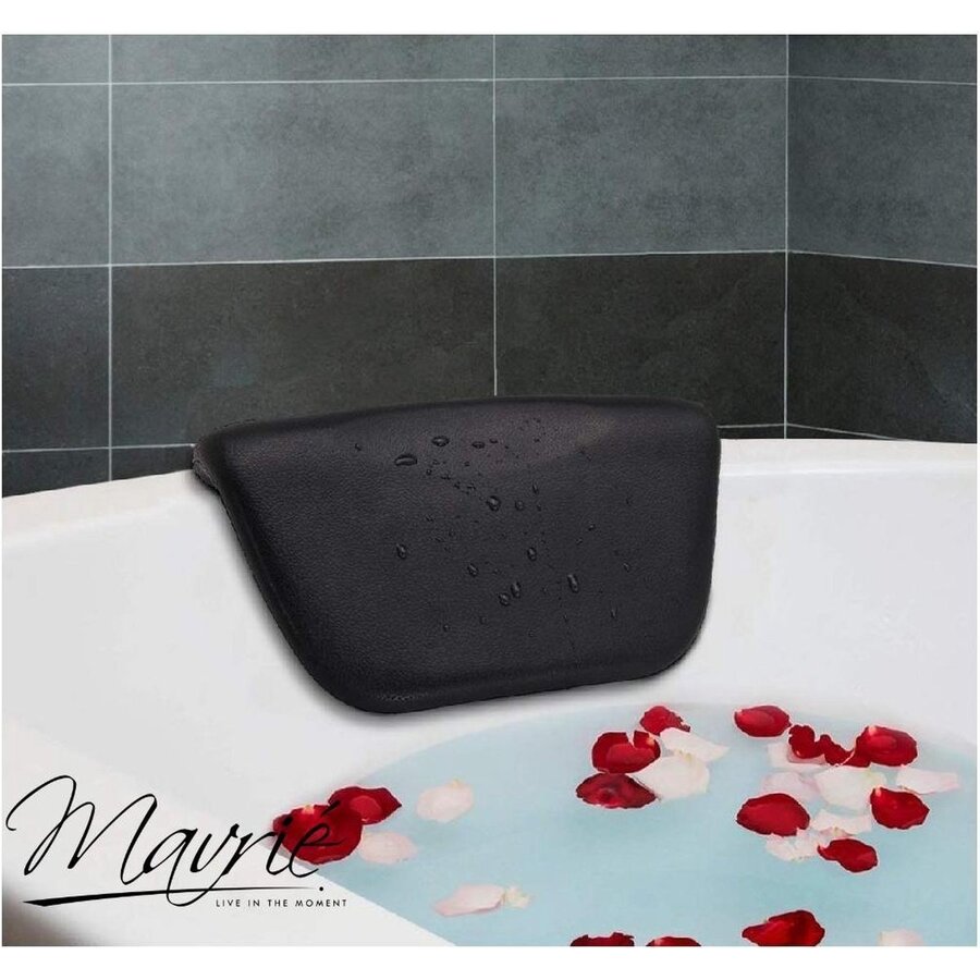 Mavrié Luxe Badkussen – Badhoofdkussen – Antislip Zuignappen – Comfortabel Nek- en Hoofdkussen – Zwart-2