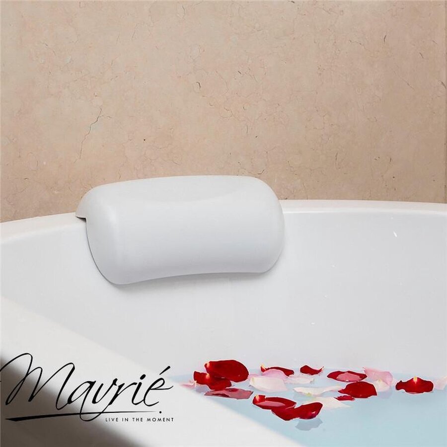 Mavrié Badkussen – Badhoofdkussen – Antislip Zuignappen – Comfortabele Nek- en Hoofdsteun – Wit-1