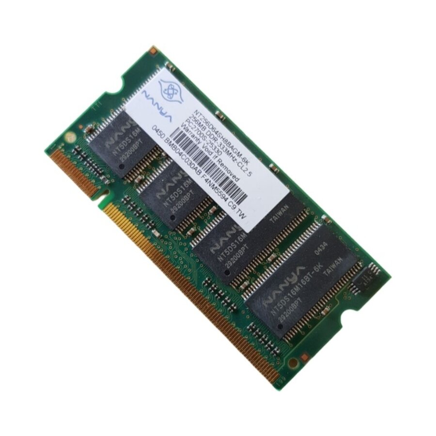 Nanya NT256D64SH8BAGM-6K – 256MB DDR1 333MHz SO-DIMM Laptop Geheugen – PC2700-1