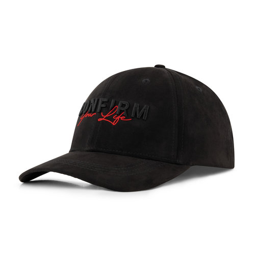 Confirm your life suede look cap - black/red Confirm your life suede look cap - black/red